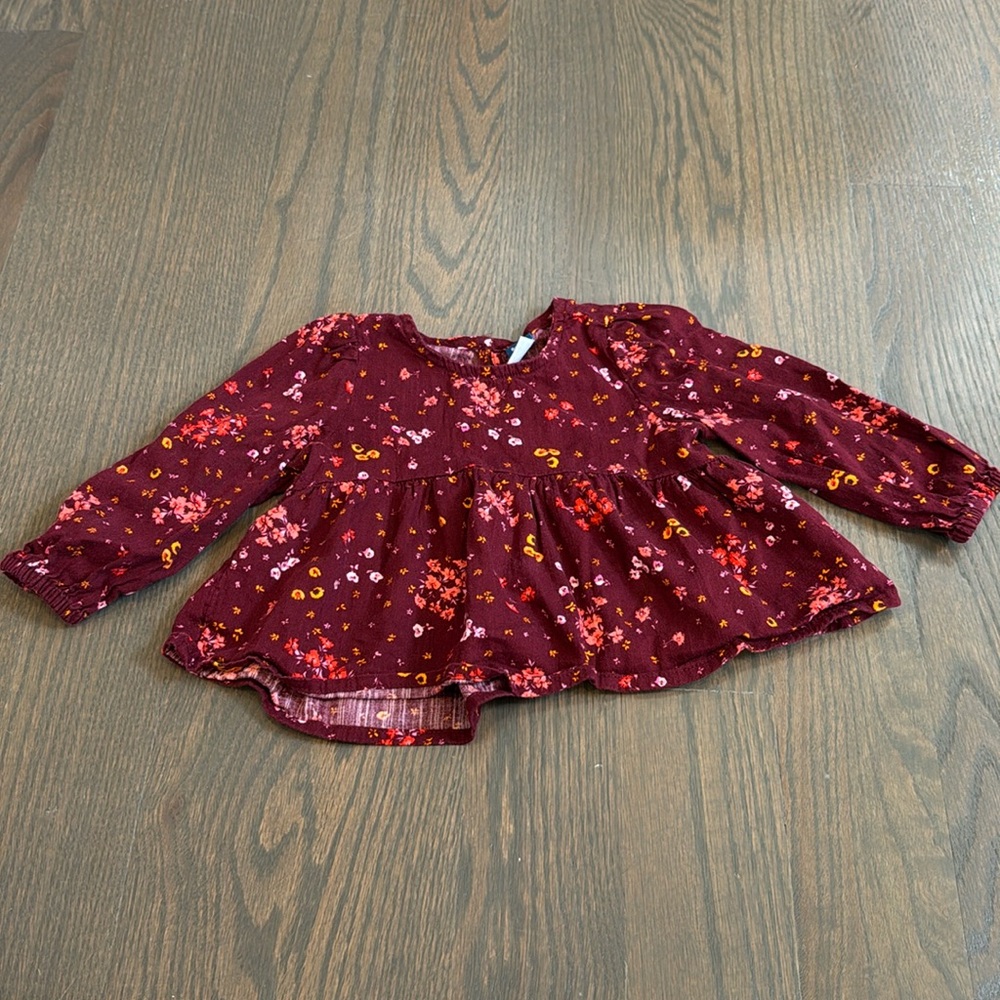 Old Navy Baby Girl Burgundy Floral Top & Bloomers Matching Set 6–12M - Picture 5 of 7